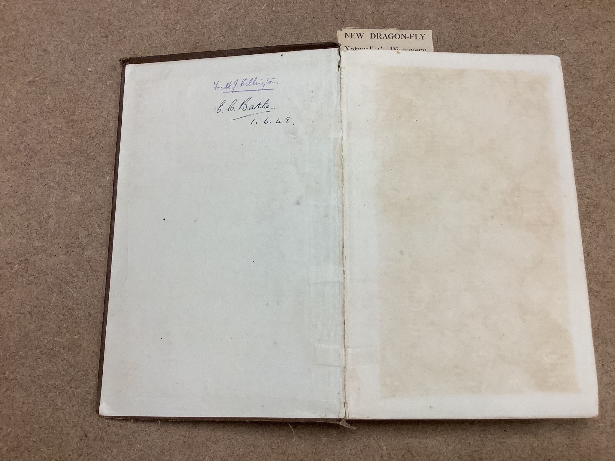 Lucas, William, John - British Dragonflies: (Odonata), 8vo, cloth, L. Upcott Gill, London, 1900 and Tillyard, Robert, John - The Biology of Dragonflies, 8vo, cloth, scuffed, spines bumped, Cambridge University Press, 191